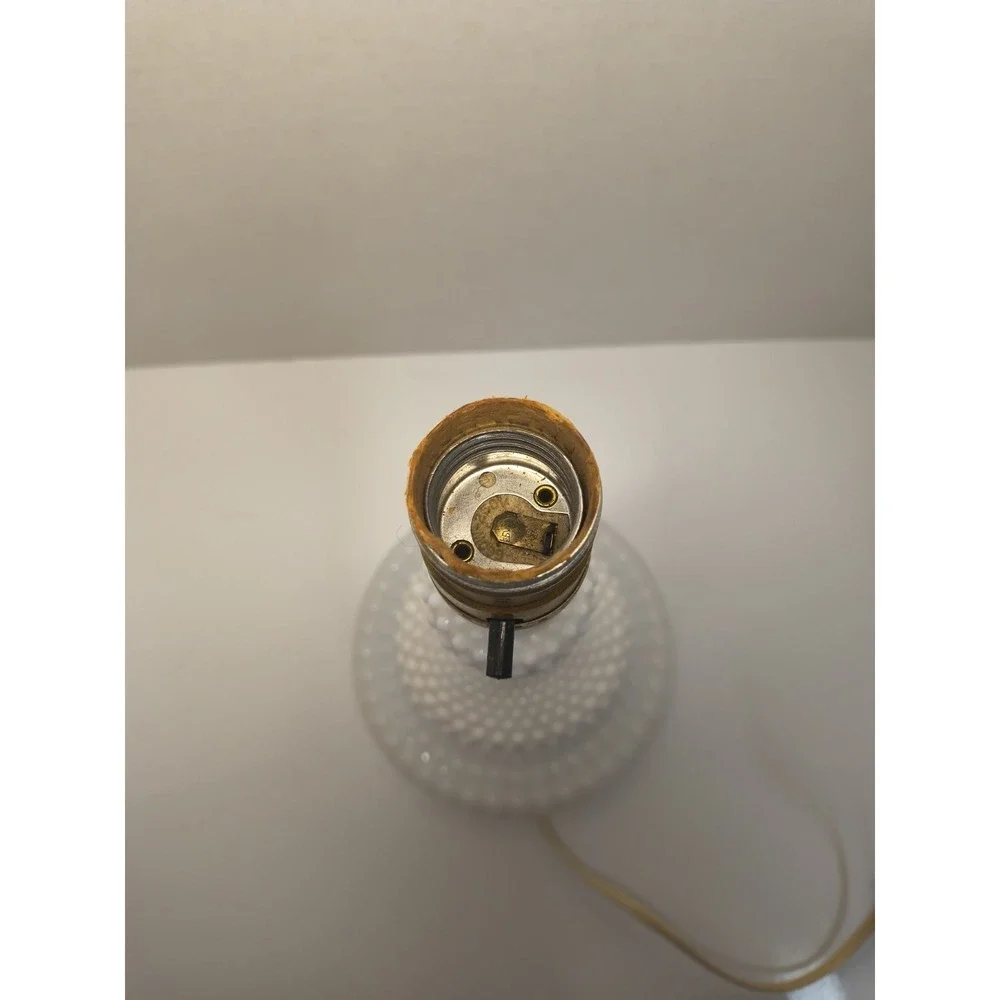 Vintage White Hobnail Milk Glass Lamp Base~ Boudoir Parlor Vanity Dresser~ Works